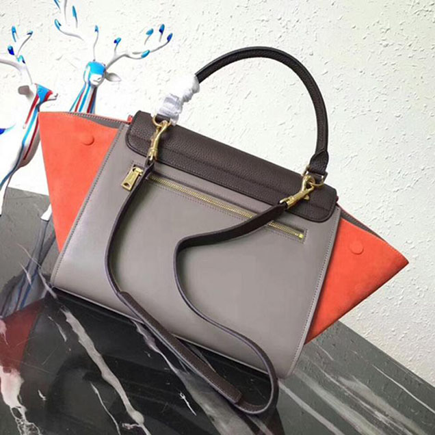 Celine Small Trapeze Bag 26cm Coffee Beige Orange