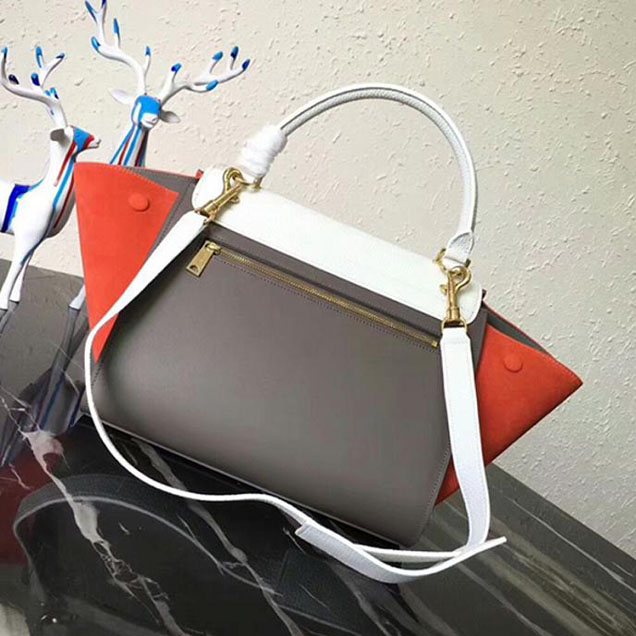 Celine Small Trapeze Bag 26cm White Beige Orange