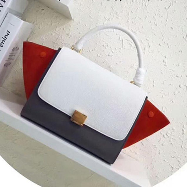 Celine Small Trapeze Bag 26cm White Beige Orange