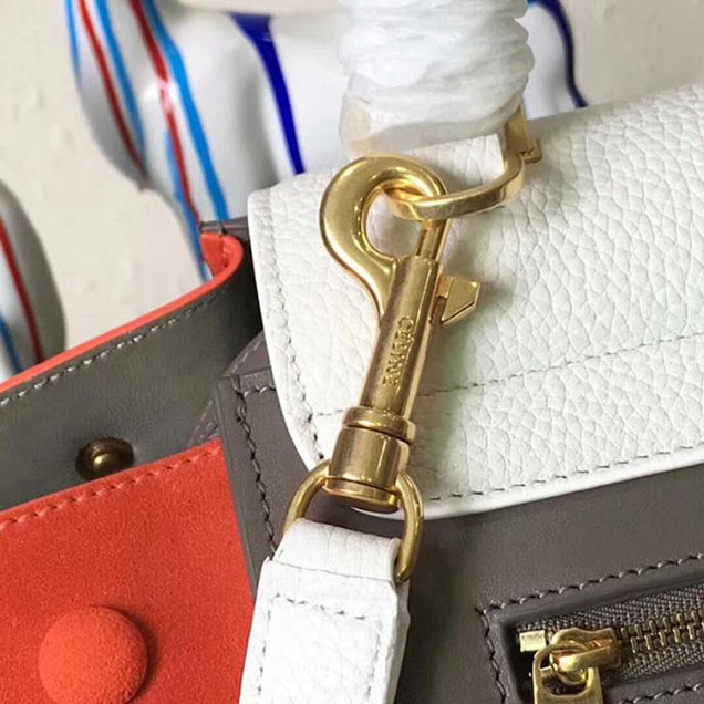 Celine Small Trapeze Bag 26cm White Beige Orange