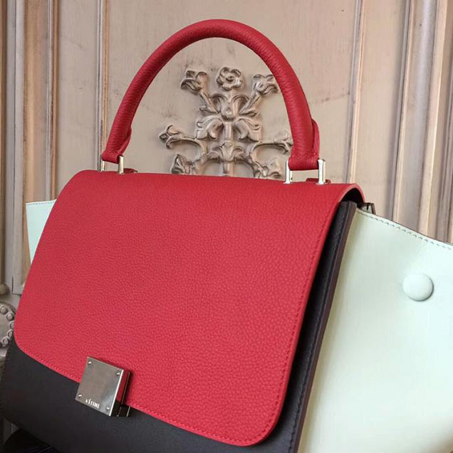 Celine Small Trapeze Bag 26cm Red Coffee White