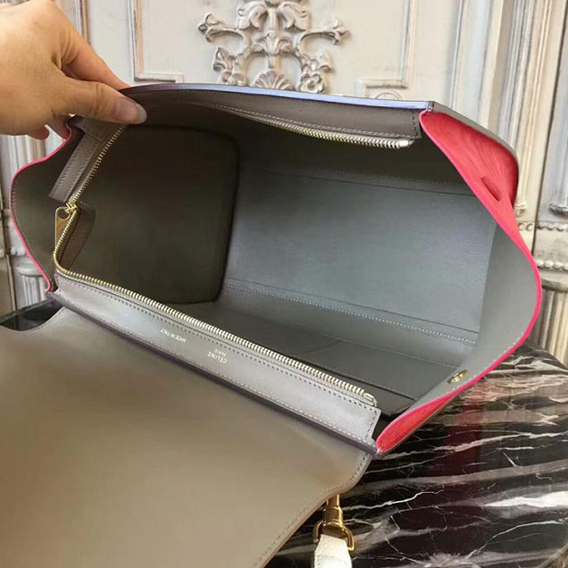 Celine Small Trapeze Bag 26cm White Camel Red