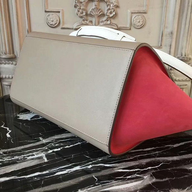 Celine Small Trapeze Bag 26cm White Camel Red