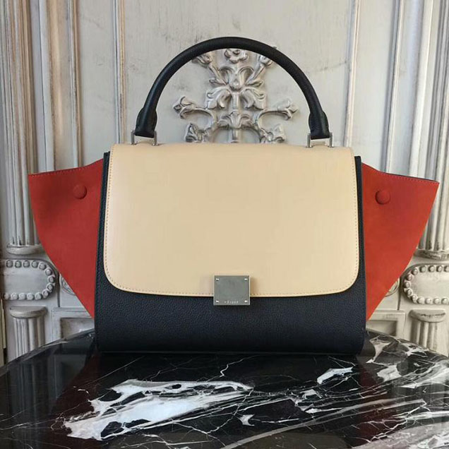 Celine Small Trapeze Bag 26cm Beige Black Red