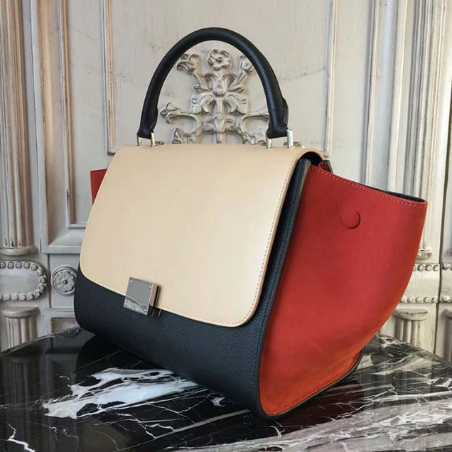 Celine Small Trapeze Bag 26cm Beige Black Red