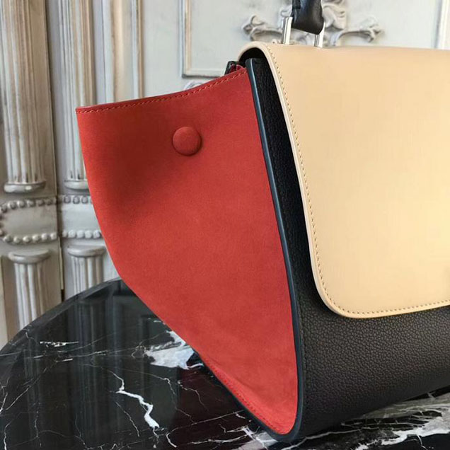 Celine Small Trapeze Bag 26cm Beige Black Red