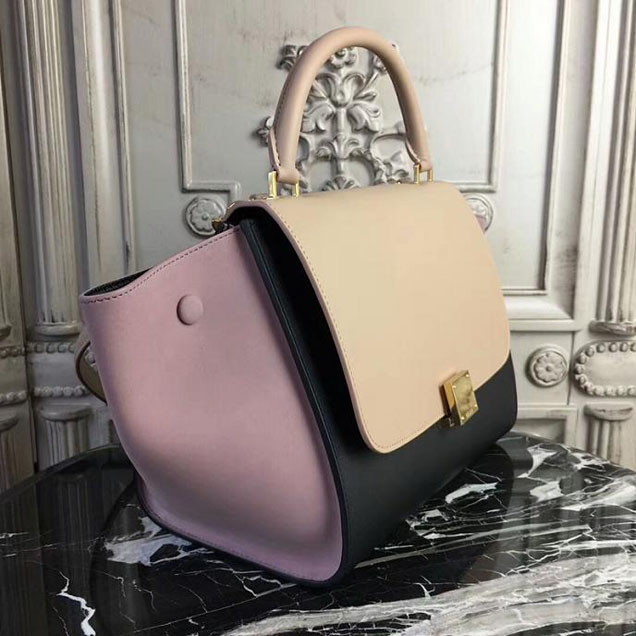 Celine Small Trapeze Bag 26cm Beige Black Pink