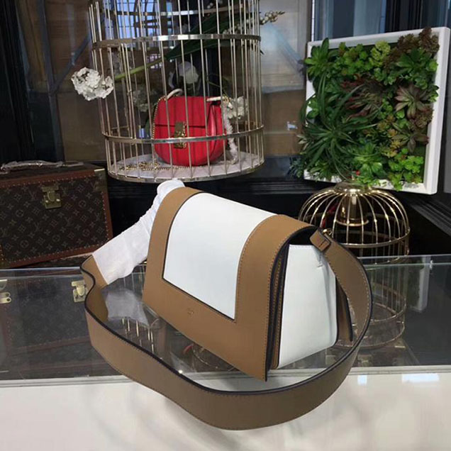 Celine Frame Bag 25cm Smooth Calfskin Pre-Fall 2017 Bag Collection Brown White