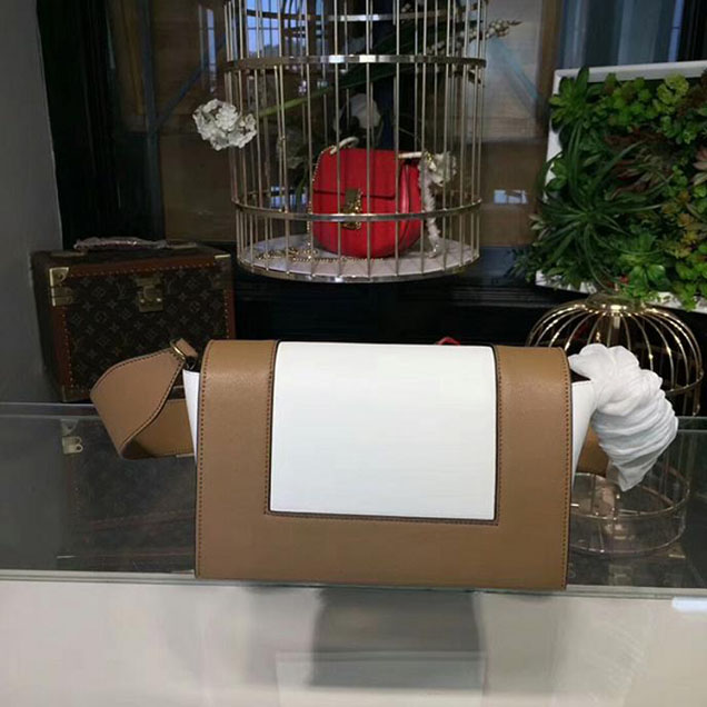 Celine Frame Bag 25cm Smooth Calfskin Pre-Fall 2017 Bag Collection Brown White