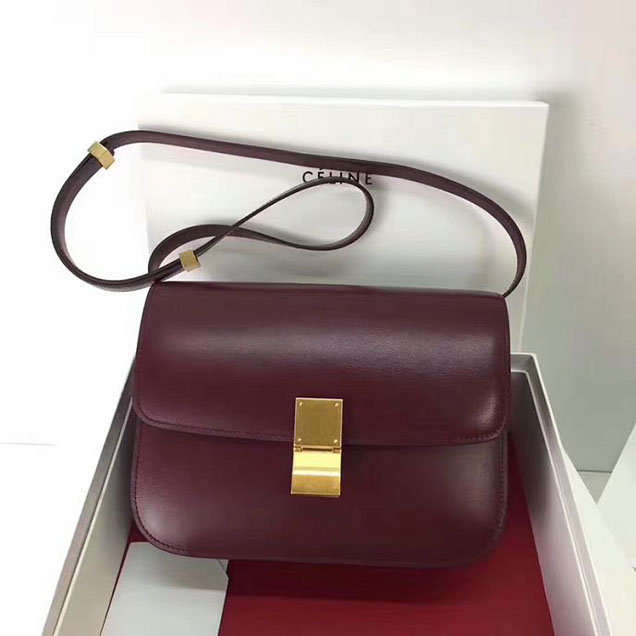 Celine Medium Classic Box Bag Burgundy