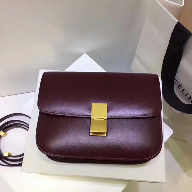 Celine Medium Classic Box Bag Burgundy