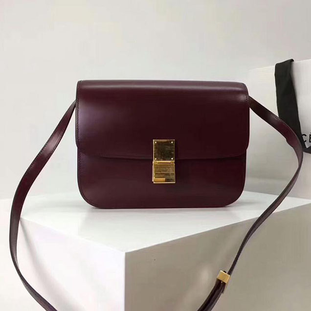 Celine Medium Classic Box Bag Burgundy