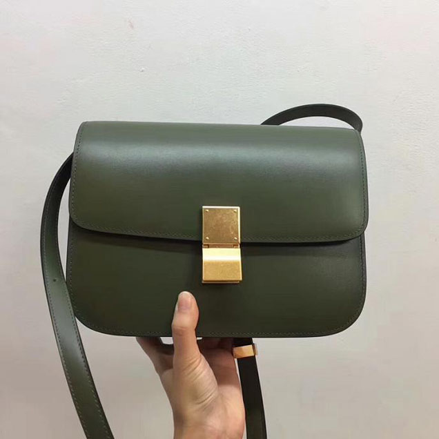 Celine Medium Classic Box Bag Dark Green