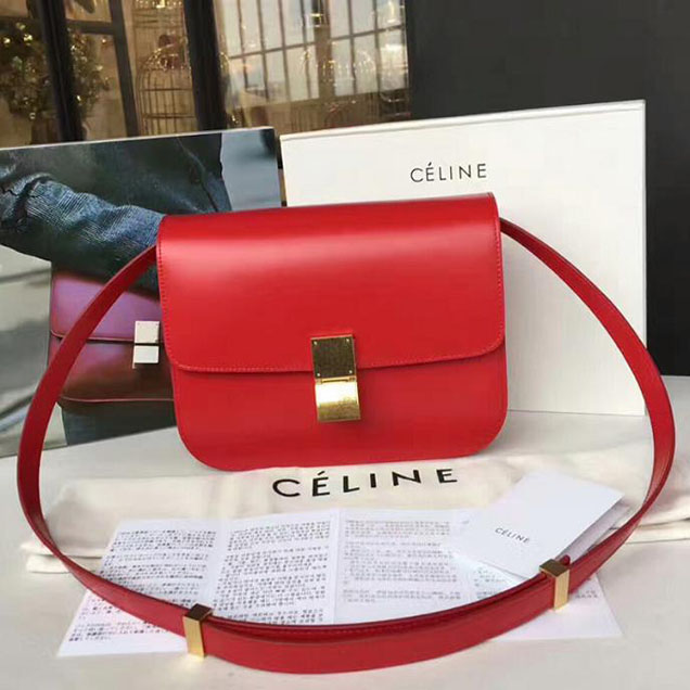 Celine Medium Classic Box Bag Red