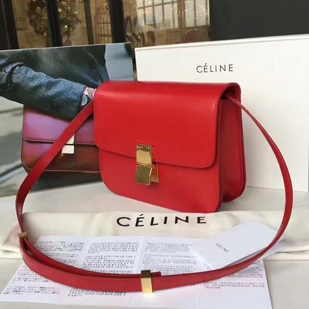 Celine Medium Classic Box Bag Red