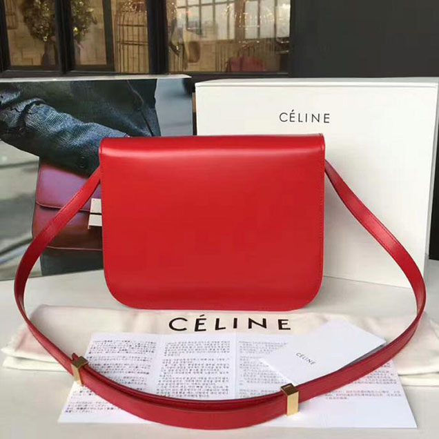 Celine Medium Classic Box Bag Red