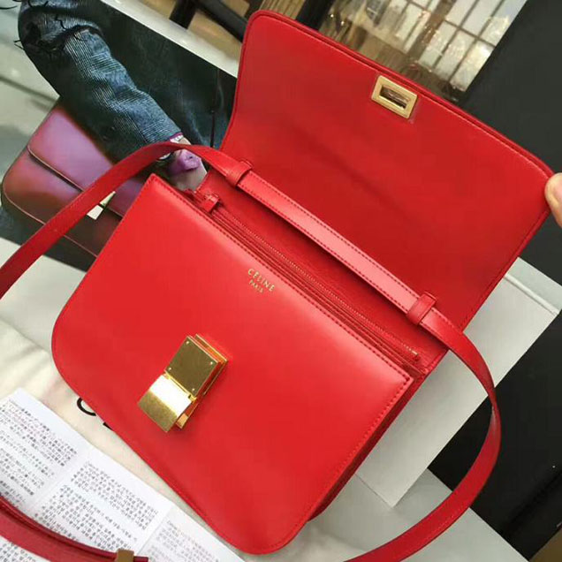 Celine Medium Classic Box Bag Red