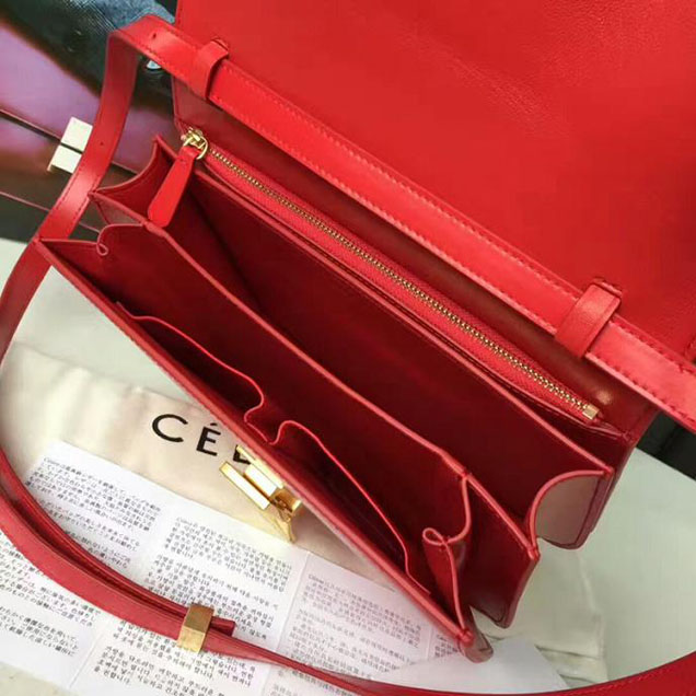 Celine Medium Classic Box Bag Red