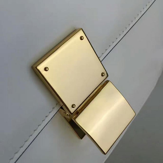 Celine Medium Classic Box Bag Gold Buckle White