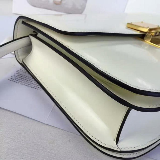 Celine Medium Classic Box Bag Gold Buckle White