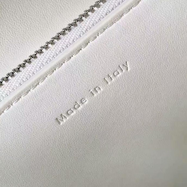Celine Medium Classic Box Bag Silver Buckle White