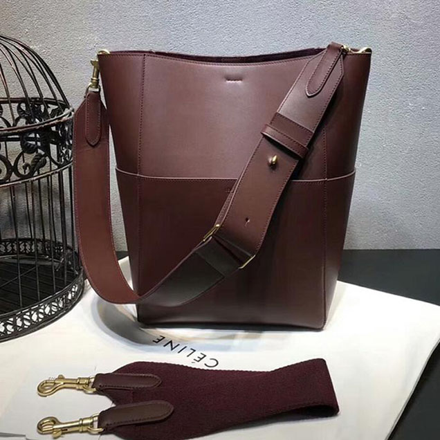 Celine Seau Sangle Bag Burgundy