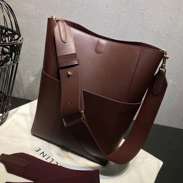 Celine Seau Sangle Bag Burgundy