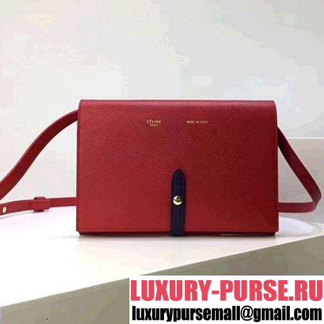 Celine Strap Cluth in Grained Calfskin Red/Blue 2017 (1A078-7072904 )