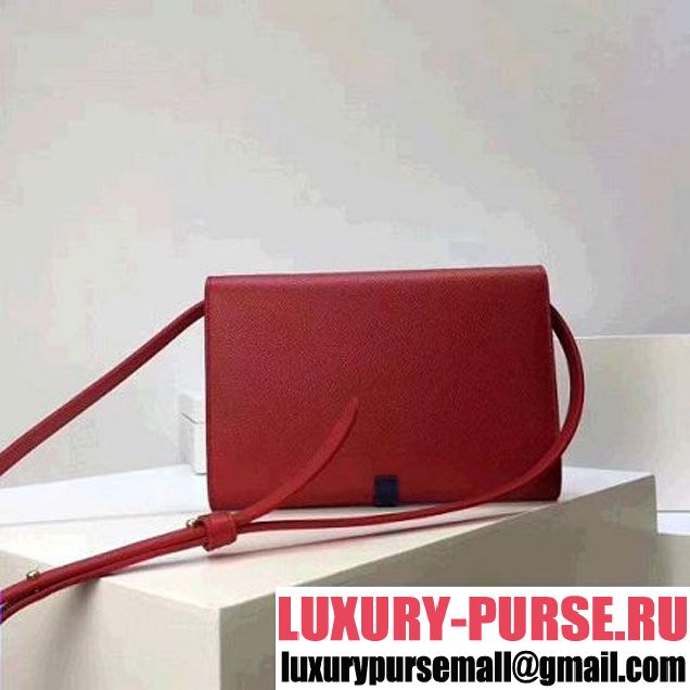 Celine Strap Cluth in Grained Calfskin Red/Blue 2017 (1A078-7072904 )