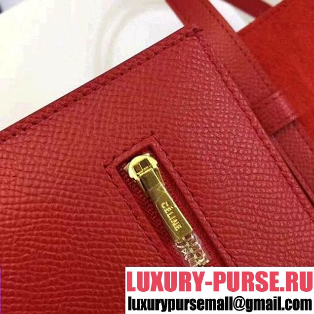 Celine Strap Cluth in Grained Calfskin Red/Blue 2017 (1A078-7072904 )