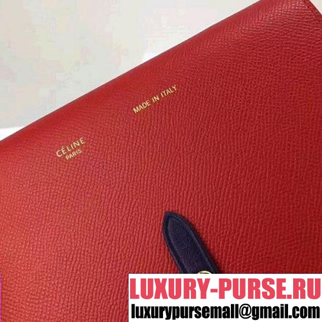 Celine Strap Cluth in Grained Calfskin Red/Blue 2017 (1A078-7072904 )