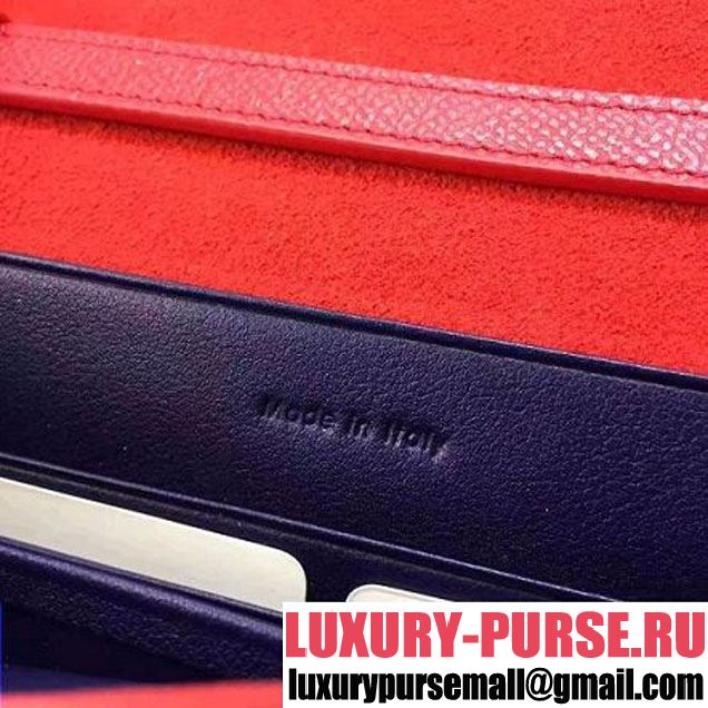 Celine Strap Cluth in Grained Calfskin Red/Blue 2017 (1A078-7072904 )