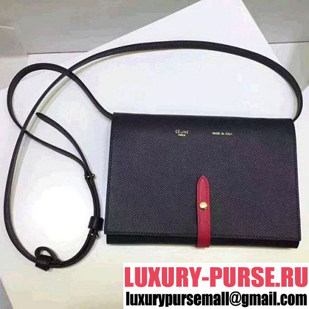 Celine Strap Cluth in Grained Calfskin Black/Red 2017 (1A078-7072903 )