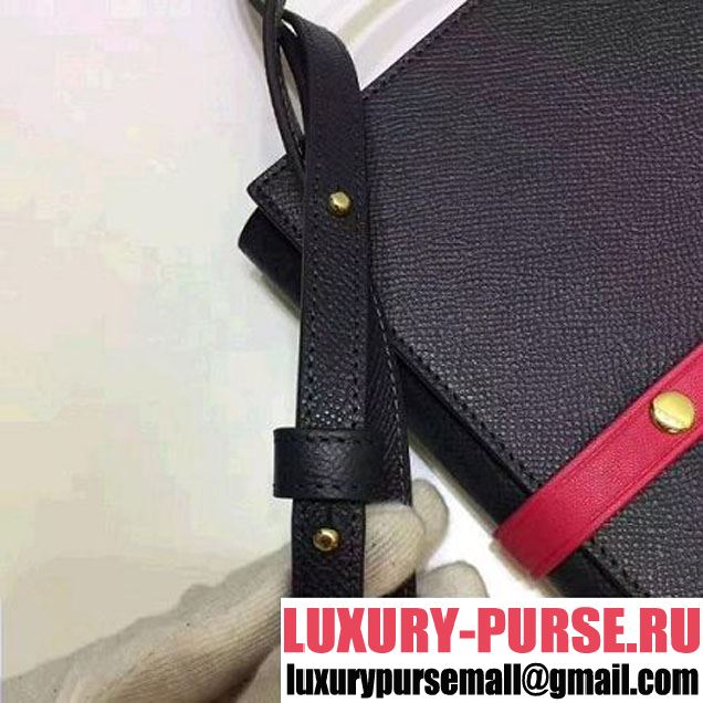 Celine Strap Cluth in Grained Calfskin Black/Red 2017 (1A078-7072903 )