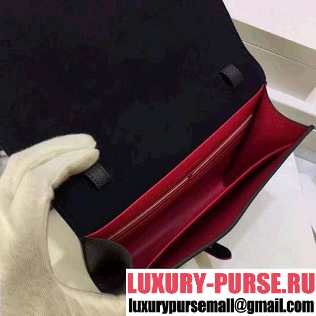 Celine Strap Cluth in Grained Calfskin Black/Red 2017 (1A078-7072903 )