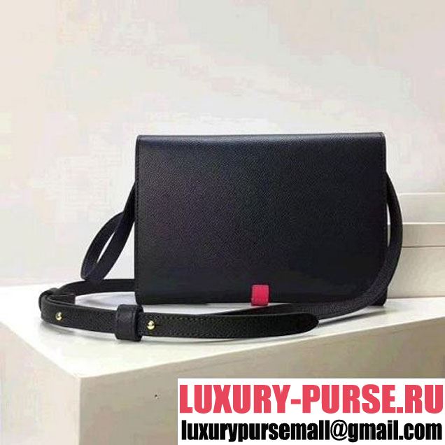 Celine Strap Cluth in Grained Calfskin Black/Red 2017 (1A078-7072903 )