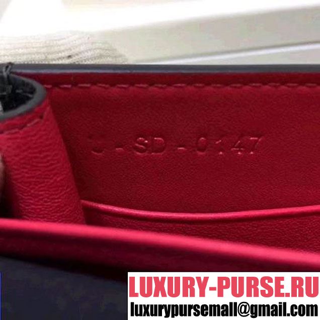 Celine Strap Cluth in Grained Calfskin Black/Red 2017 (1A078-7072903 )