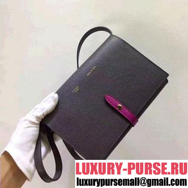 Celine Strap Cluth in Grained Calfskin Stone/Rosy 2017 (1A078-7072902 )