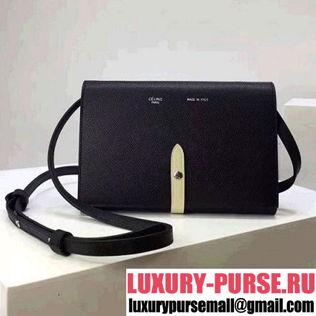 Celine Strap Cluth in Grained Calfskin Black/Yellow 2017 (1A078-7072901 )