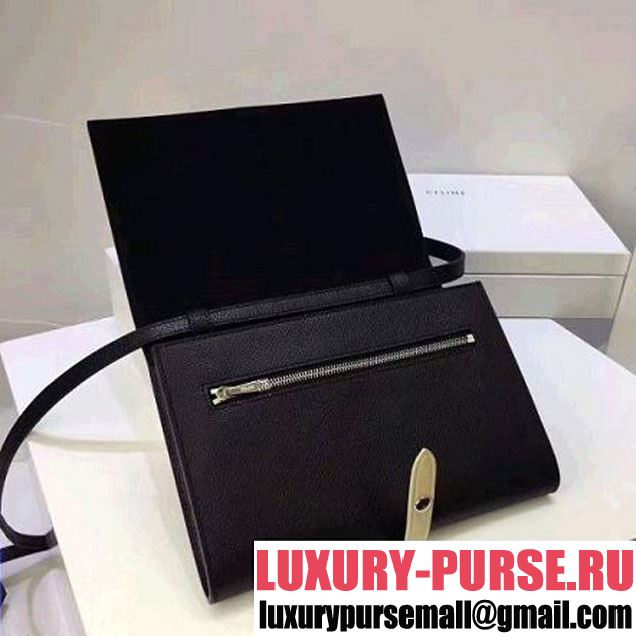 Celine Strap Cluth in Grained Calfskin Black/Yellow 2017 (1A078-7072901 )