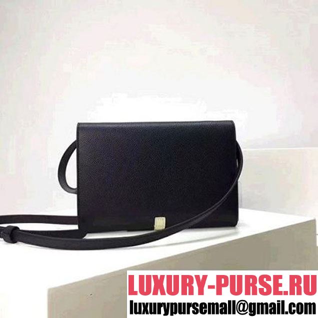 Celine Strap Cluth in Grained Calfskin Black/Yellow 2017 (1A078-7072901 )
