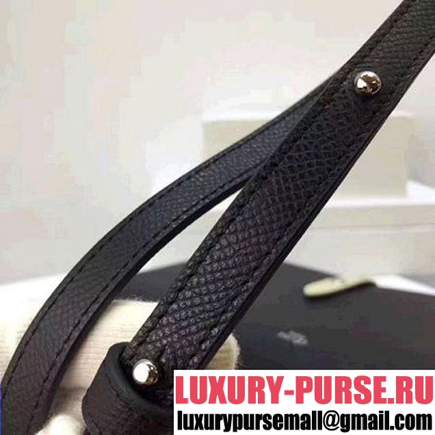 Celine Strap Cluth in Grained Calfskin Black/Yellow 2017 (1A078-7072901 )