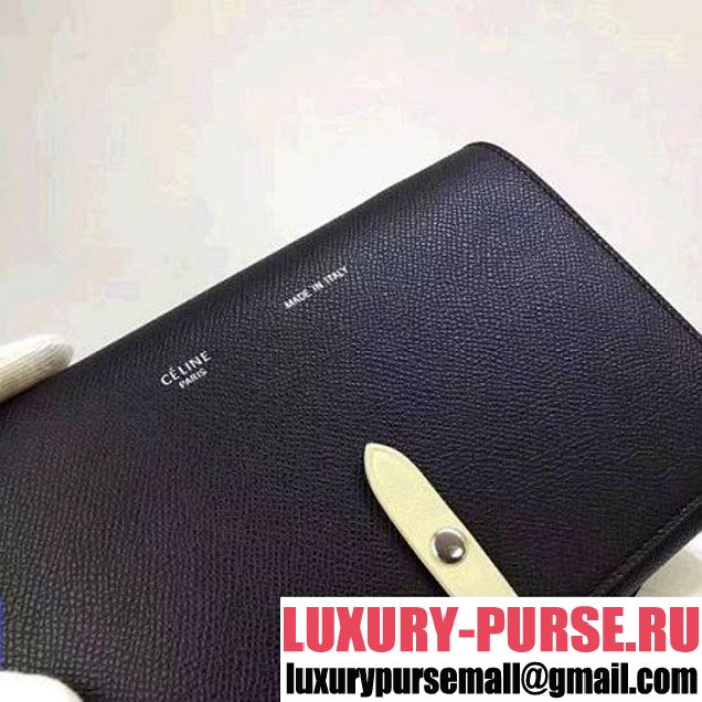 Celine Strap Cluth in Grained Calfskin Black/Yellow 2017 (1A078-7072901 )