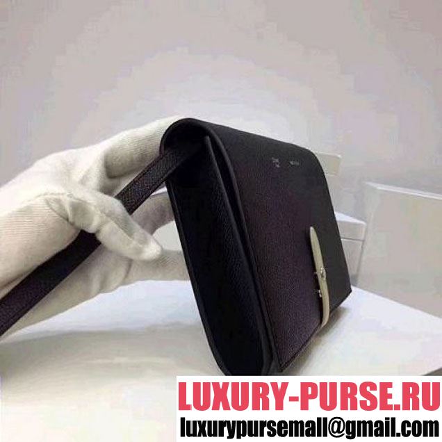 Celine Strap Cluth in Grained Calfskin Black/Yellow 2017 (1A078-7072901 )