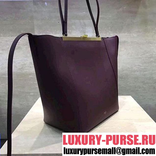 Celine Cabas Clasp Bag In Smooth Calfskin Burgundy Fall 2017 (1A021-7072547 )