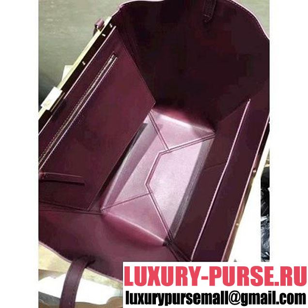 Celine Cabas Clasp Bag In Smooth Calfskin Burgundy Fall 2017 (1A021-7072547 )