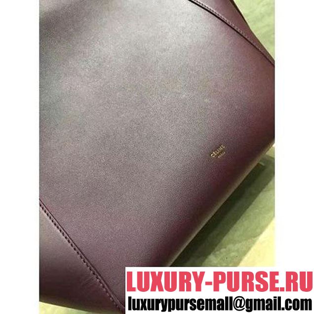 Celine Cabas Clasp Bag In Smooth Calfskin Burgundy Fall 2017 (1A021-7072547 )