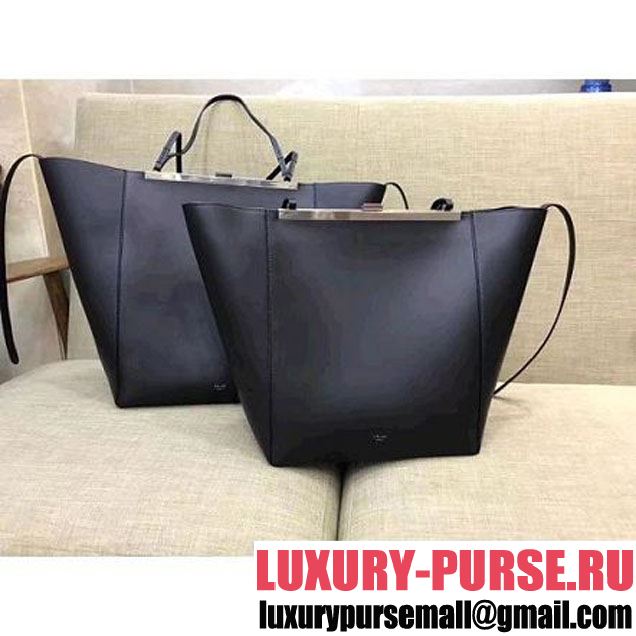 Celine Cabas Clasp Bag In Smooth Calfskin Black Fall 2017 (1A021-7072546 )
