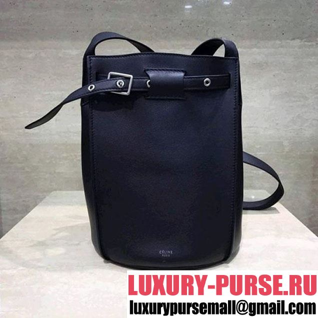 Celine Big Bag Bucket Bag With Long Strap in Smooth Calfskin Black 2018 (1A021-7120609 )