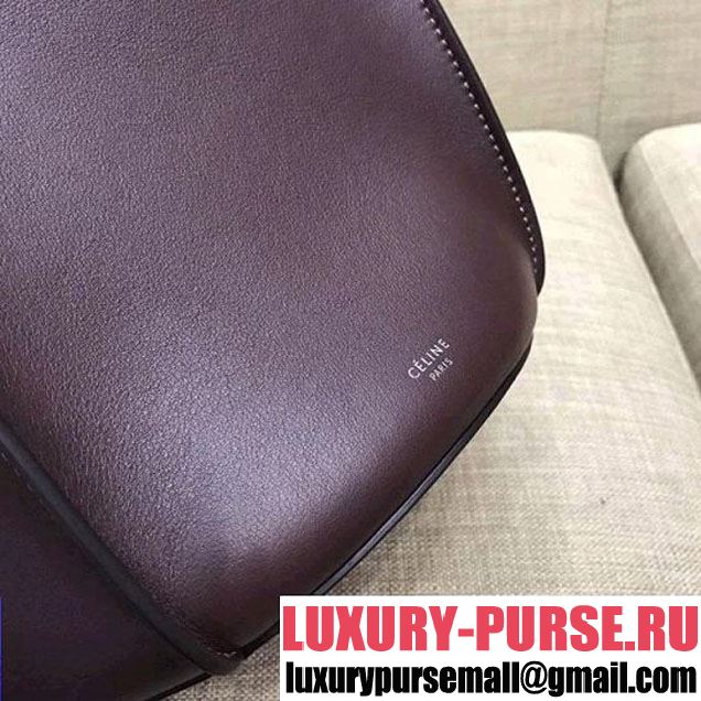 Celine Big Bag Bucket Bag With Long Strap in Smooth Calfskin Dark Burgundy 2018 (1A021-7120611 )